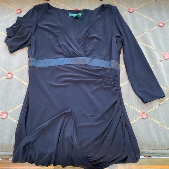 Lauren Ralph Lauren Dress Black Knit V-Neck (12) - Picture 4 of 7